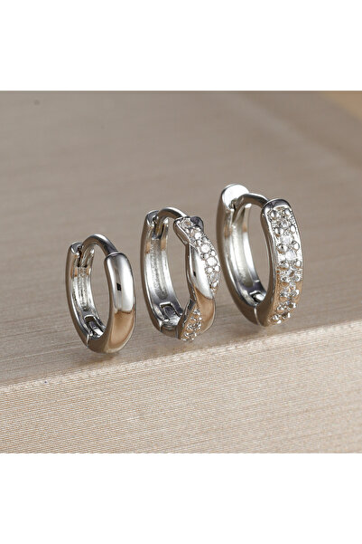 Choice مجموعة أقراط دائرية من 3 قطع من الفضة الإسترليني مرصعة بالزركون بتصميم...