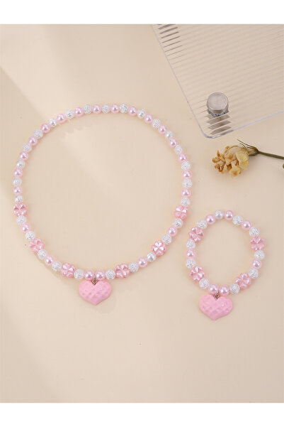 Choice 2 قطعة 2 قطعة قلادة على شكل قلب وردي للفتيات الصغيرات الأميرة الحلوة م...
