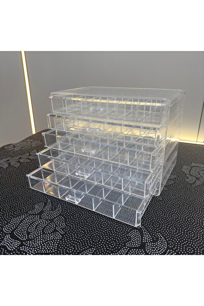 Choice صندوق تخزين مجوهرات شفاف مكون من قطعة واحدة، مكون من خمس طبقات، اللون ...