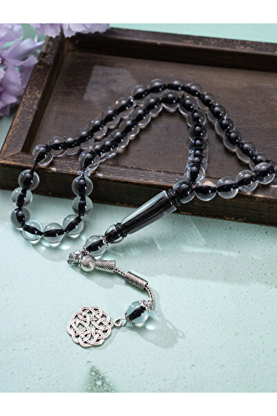 Choice سوار من الخرز المصنوع يدويًا باللون الأسود، قطعة واحدة، 45 تسبيح، 5 أل...