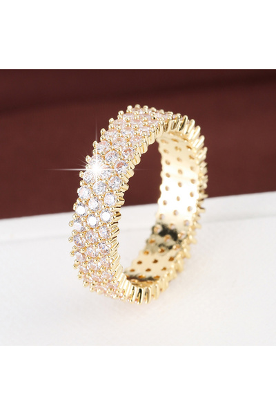 Choice عشرة خواتم أنيقة فاخرة من النحاس الأصفر مرصعة بالزركونيا المكعبة باللونين الذهبي والأبيض، مناسبة للحفلات والزفاف، قطعة أنيقة وعصرية للنساء