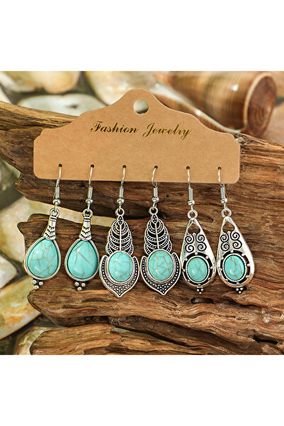 Choice X24072301-1 Ethnic Style Drop Earrings with Turquoise Boho Classy Part...