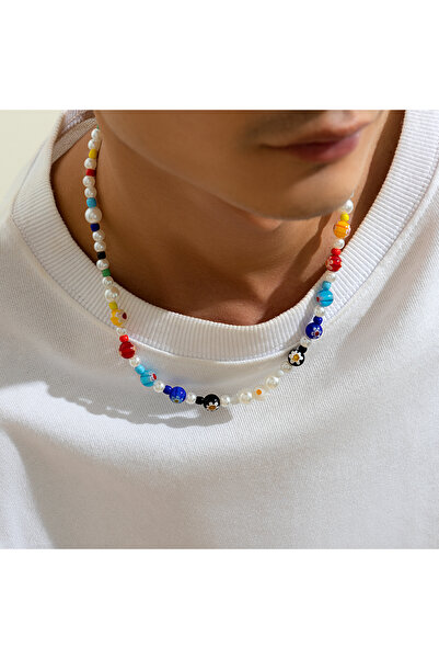 Choice قلادة من الخرز الأكريليك بنمط زهور ملونة من ساليركون تريند Y2K بألوان ...
