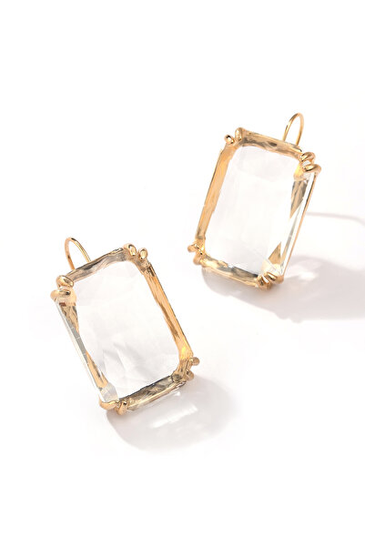 Choice أقراط متدلية شفافة مربعة الشكل من الزجاج الكريستالي متعدد الألوان، أقر...