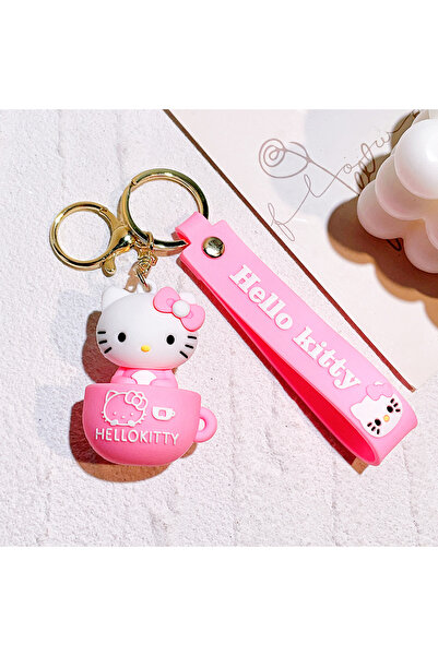 Miniso ZG0301 Teacup Key Chain Women Cute Cartoon Hello Kitty Keychain Girl S...