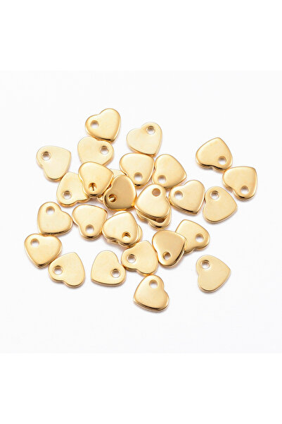 Choice 5x6x1mm 10 قطع 10 قطعة 304 الفولاذ المقاوم للصدأ سحر ختم علامة فارغة القلب مطلية بالذهب الحقيقي 24K 5x6x1mm
