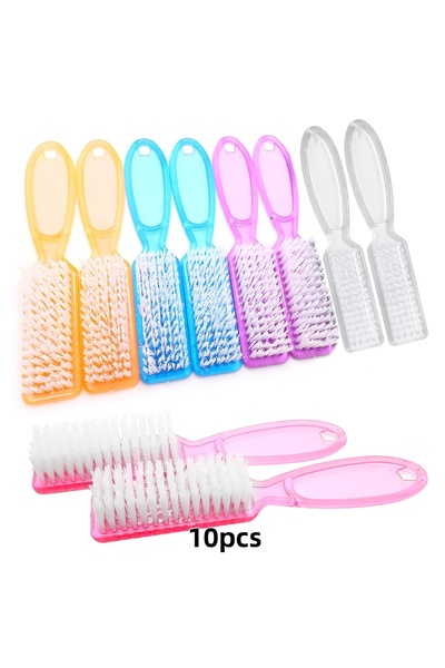 Choice 10 قطع مزيج 10 قطع فرشاة أظافر شفافة مستقيمة بمقبض أكريليك تصميم سهل الإمساك 5 ألوان أظافر متينة