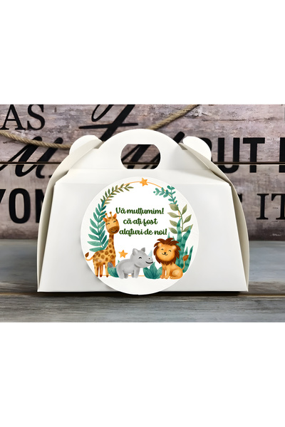 Invitatii Originale Cutii prajituri botez SAFARI - Set 20 buc