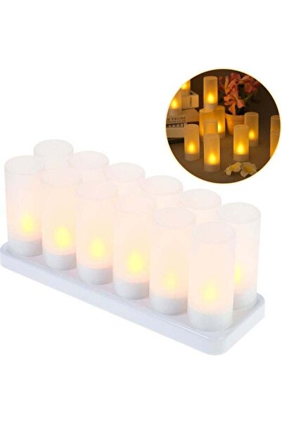 Generic 12 Piece Rechargeable LED Flickering Flameless Candles, White, 32.50 ...