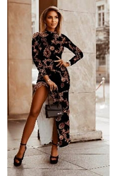 OEMN Rochie cu Decupaj Inalt pe Picior si Diverse Printuri