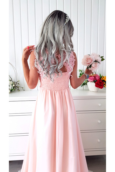 OEMN Long occasion dress made of veil and lace