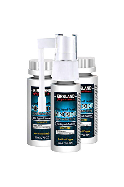 Kirkland Signature Set de soluții, Kirkland Signature, Minoxidil 5%, tratament pentru căderea părului, inclusiv pipetă, 3x 60ml