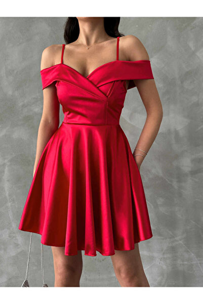 OEMN Rochie Dama Baby Doll Satinata cu Revere