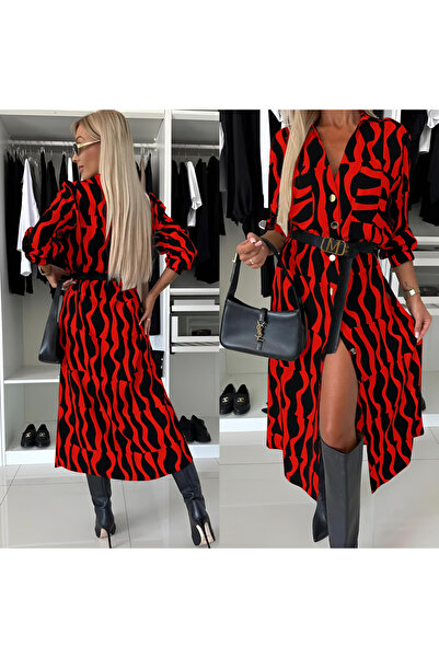 OEMN Shirt Dress with Waist Belt and Various Prints