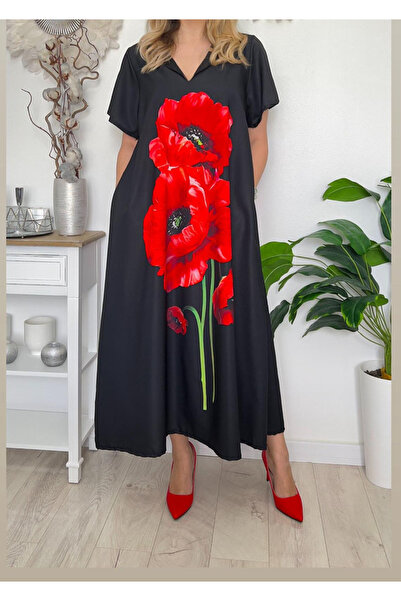 OEMN Rochie de vara lunga cu buzunare imprimata cu model Fashion