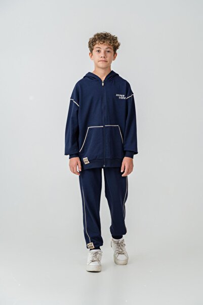 Mışıl Kids Комплект от горна и долна част на спортен екип за момчета с качулк...