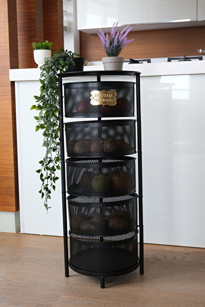 ozbience 5 Katlı Siyah Sebzelik, Pratik ve Şık Saklama Çözümü