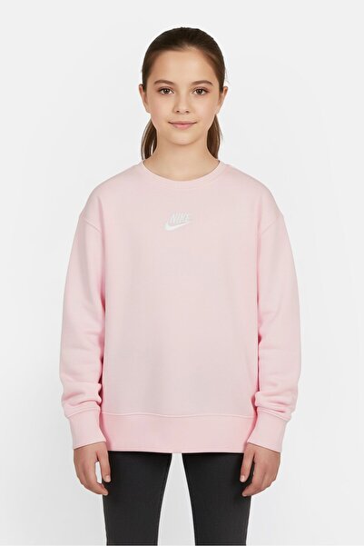 Nike Kids Girl Loose Fit Long Sleeve Outdoor Sweatshirt, Pink