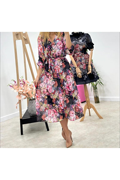 OEMN Rochie Dama Midi din Voal Captusit