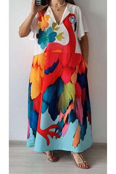 OEMN Rochie de vara lunga cu buzunare imprimata cu model Fashion