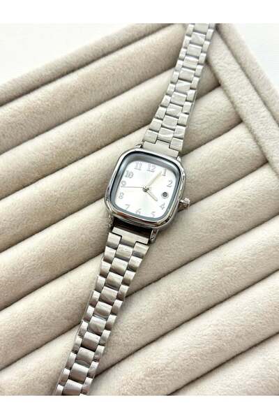 Coliseum Minimal Kare Kadran Beyaz Kadın Kol Saati – Metal Kordon