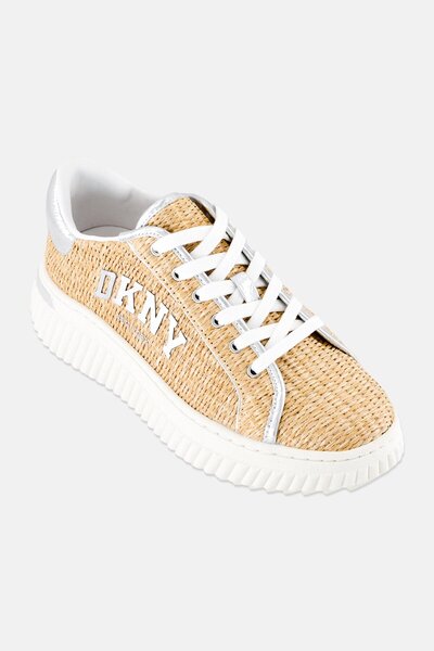 Dkny حذاء ليون كاجوال برباط للنساء، بيج