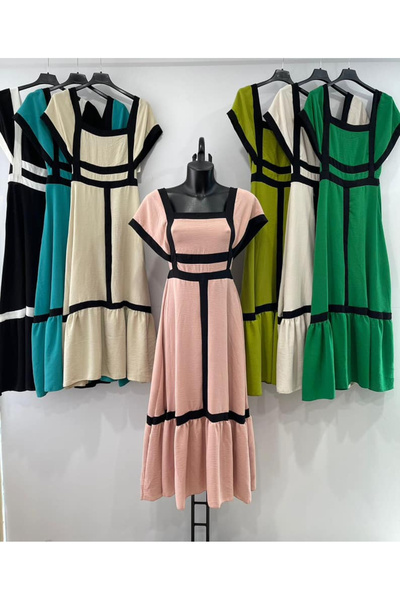 OEMN Long Dress with Contrast Stripes