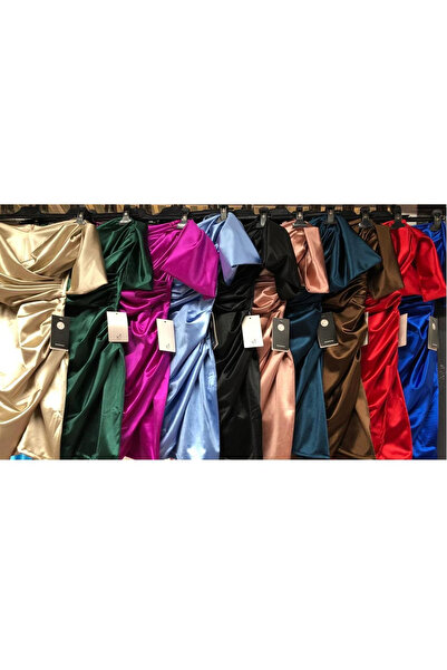 OEMN Women's Mini Dress with Dropped Shoulder Straps and Satin Look - Milla