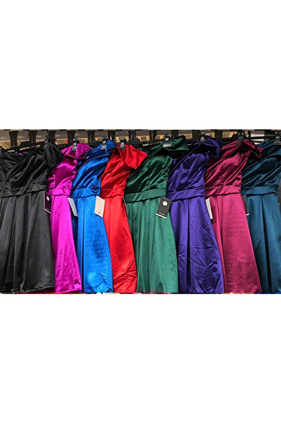 OEMN Women's Satin Baby Doll Dress with Revere