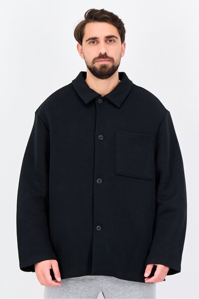 Nike Men Oversize Fit Long Sleeve Outdoor Shirt Jacket, Black