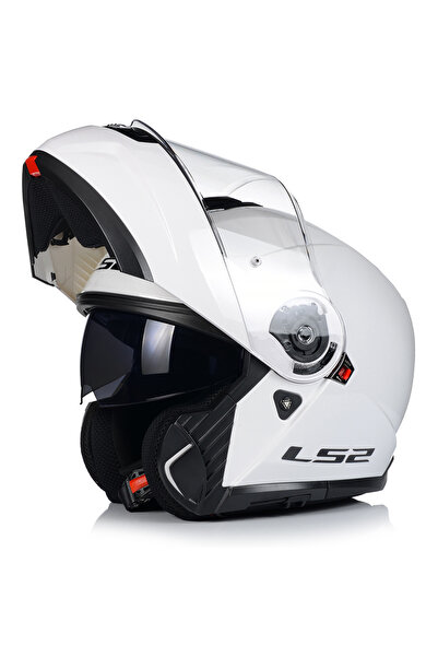 LS2 Strobe 2 Beyaz Çene Açılır Kask