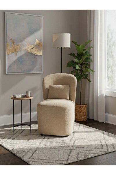 BEC13 كرسي صالون مفرد عصري - تصميم دائري مريح مع وسادة ظهر