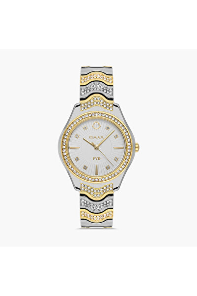 Omax Women's Silver & Gold Analog Stainless Steel Strap Watch | 00JSS024N008