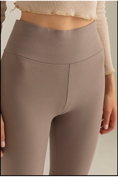 Triya Wear Studio Fitilli Vizon Renk Tayt – Içi Şardonlu, Yüksek Bel, Kışlık ...