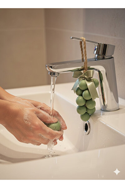 mz mazalinda Dekoratif Üzüm Salkımı Sabun Kokulu Oda Dolap Kokusu Hediyelik El Yapımı Pastel Yeşil Salkım Sabun