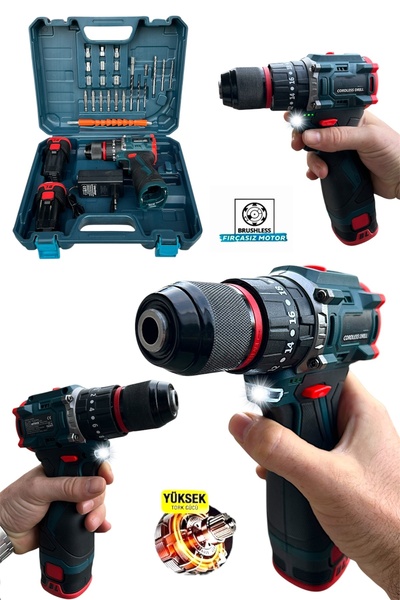 Saatistan Darbeli Şarjlı Matkap Seti, Çift Akülü, Metal Şanzıman, Uzun Ömürlü