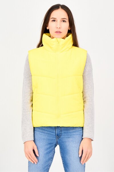 Vans Women Solid Sleeveless Vest Jacket, Yellow