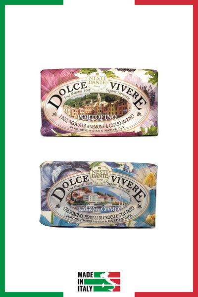 Nesti Dante مجموعة صابون دولتشي فيفيري | مرطب، موحد لون البشرة | الزنبق، اليا...