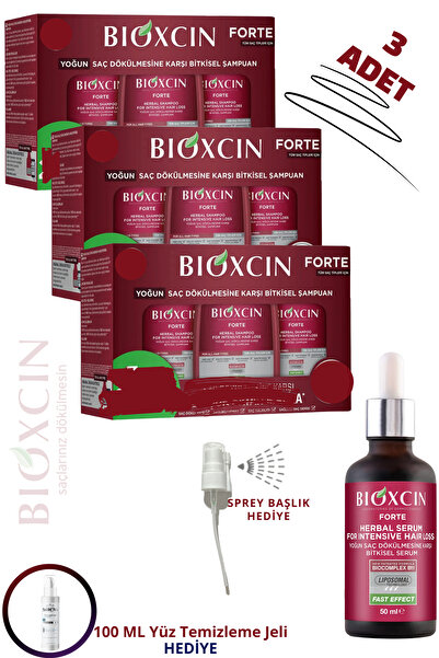 Bioxcin Forte Hair Loss Prevention Care Shampoo (3 Boxes) + 50 ml Forte Serum + 100 ml Gel Gift