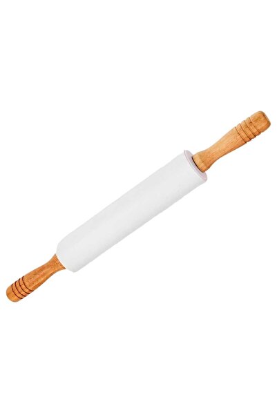 PUFO rolling pin for kitchen or confectionery, made of wood and silicone, 48 cm, white