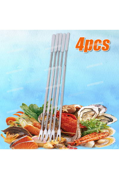 Choice1 4 قطع/5/1 قطعة إبرة صيد المأكولات البحرية (جراد البحر، السلطعون) 17 سم، مصنوعة من الفولاذ المقاوم للصدأ، متعددة الوظائف، برأسين، مصنوعة من خشب الجوز