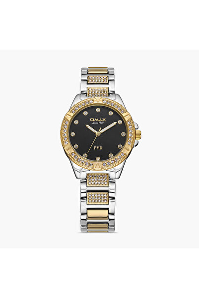 Omax Women Black Dial Analog Watch with Silver & Gold Strap - 00JSS012N002
