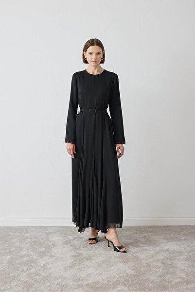 TERZİ DÜKKANI فستان أورا من الشيفون ذو الملمس الأسود