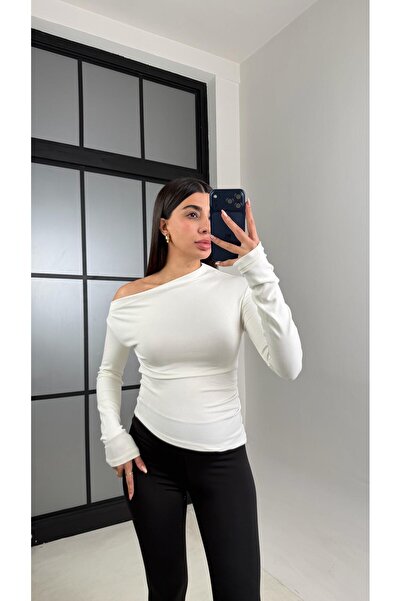 Gaus Ecru Boat Neck Knitted Blouse Gaus-00872