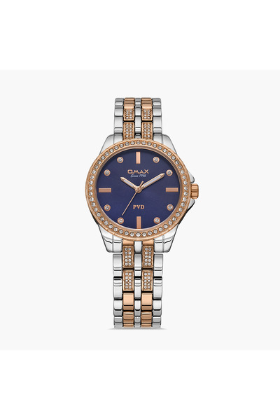 Omax Women Dark Blue Dial Analog Watch with Silver & Rose Gold Strap - 00JSS0...