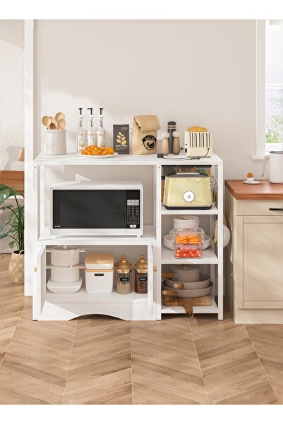 Bojasmiial رف تخزين للمطبخ من طبقتين مع 4 أرفف تخزين