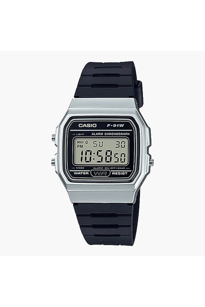 Casio ساعة يد رجالية سوداء رقمية بسوار من الراتنج -F-91WM-7ADF