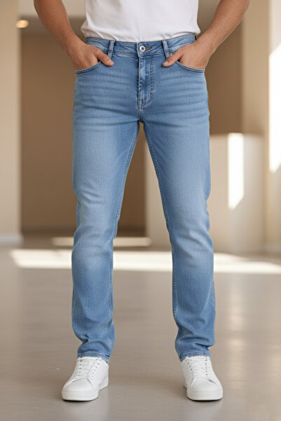 Bürke Premium Light Blue Color Regular Fit Flexible Stretch Fabric Jeans Denim Trousers