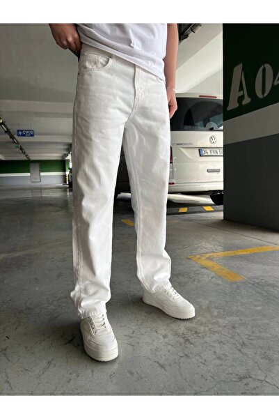 DIRECTIVE JEANS Men's Baggy Loose Fit White Denim Pants Jeans White