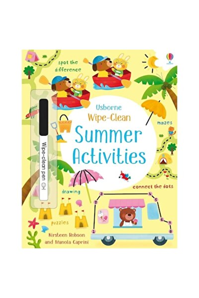 Usborne Publishing Activități de vară, carte scrie și șterge - Wipe-Clean Sum...